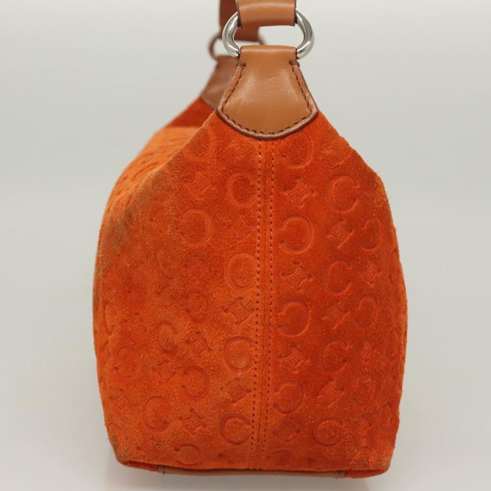 CELINE C Macadam Canvas Hand Bag Suede Orange Silver Auth bs27483 - Picture 4 of 16